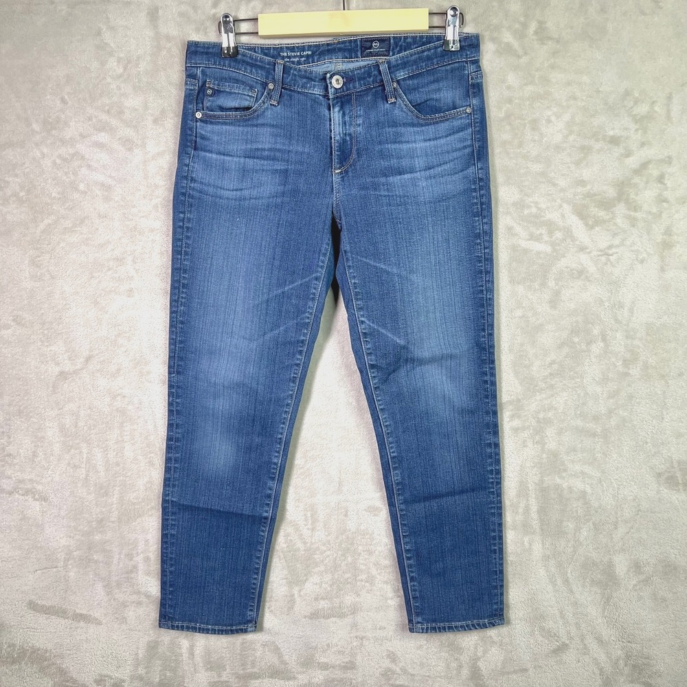 AG Adriano Goldschmied The Stevie Capri Slim Straight Capri Size 28 Med Wash
